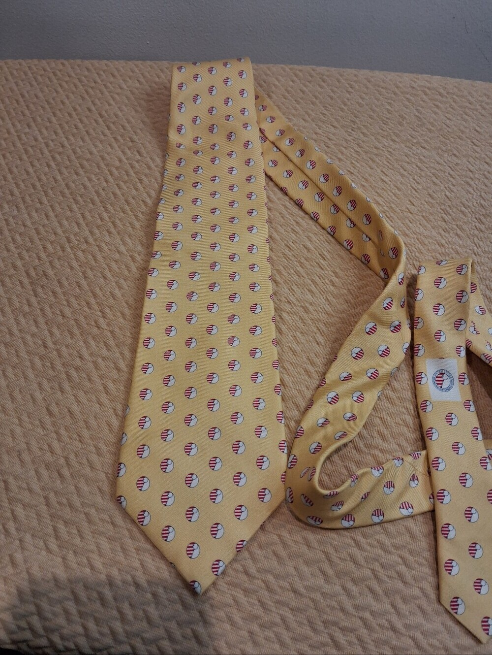 Vineyard Vines Yellow W/ Beach Ball Print Silk Tie